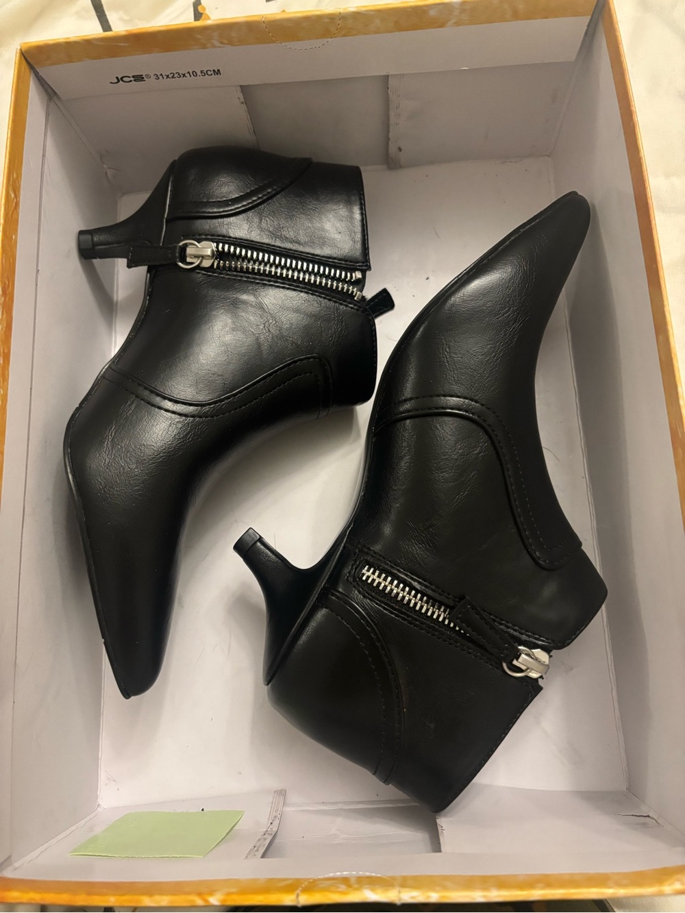 Easy Street Black Pointed Toe Ankle Boots with Side Zipper and Slim Heel